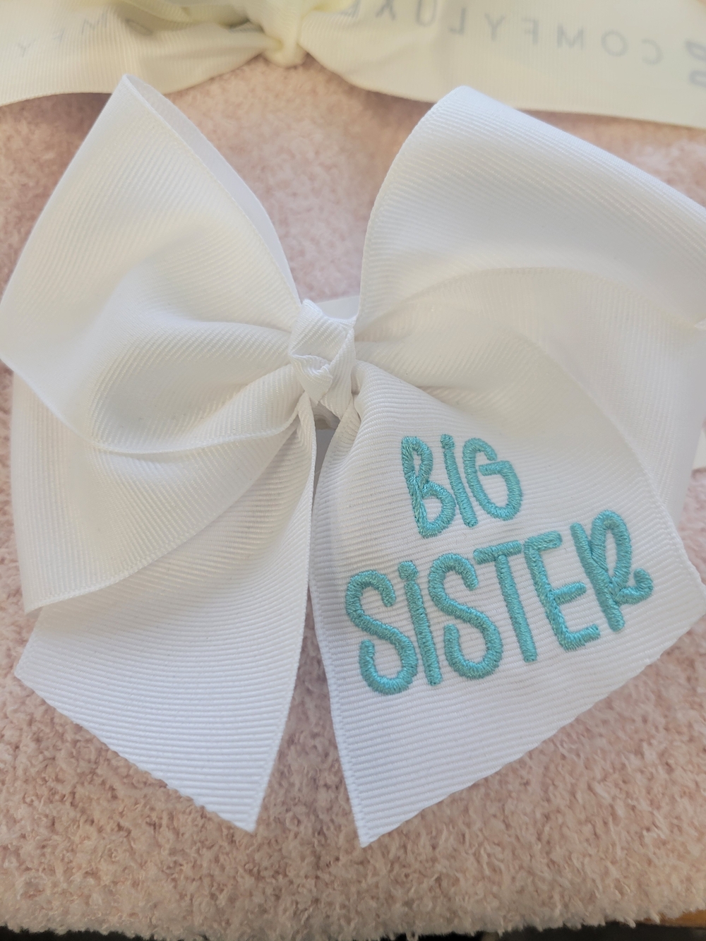 White 'Big Sister' Hair Bow for Kids